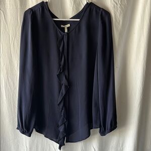 Joie Dark Blue‎ Ruffle Blouse Silk
